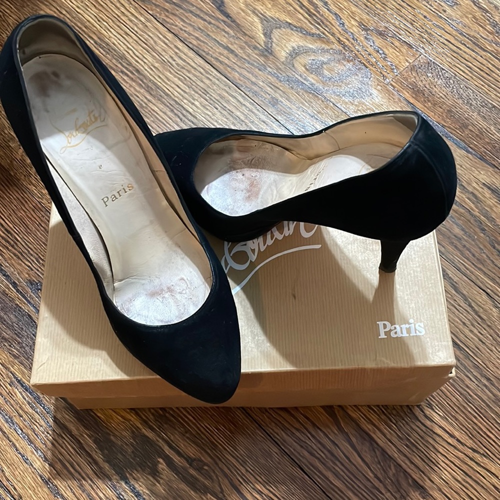 Christian Louboutin black suede pumps